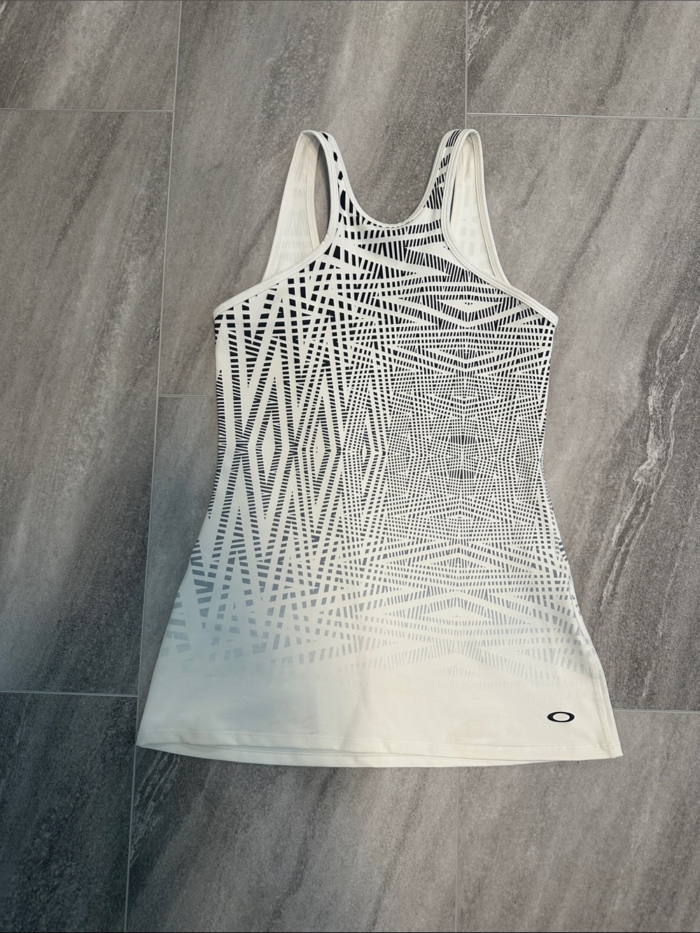 Oakley White Racerback Tank with Black Geometric Print
